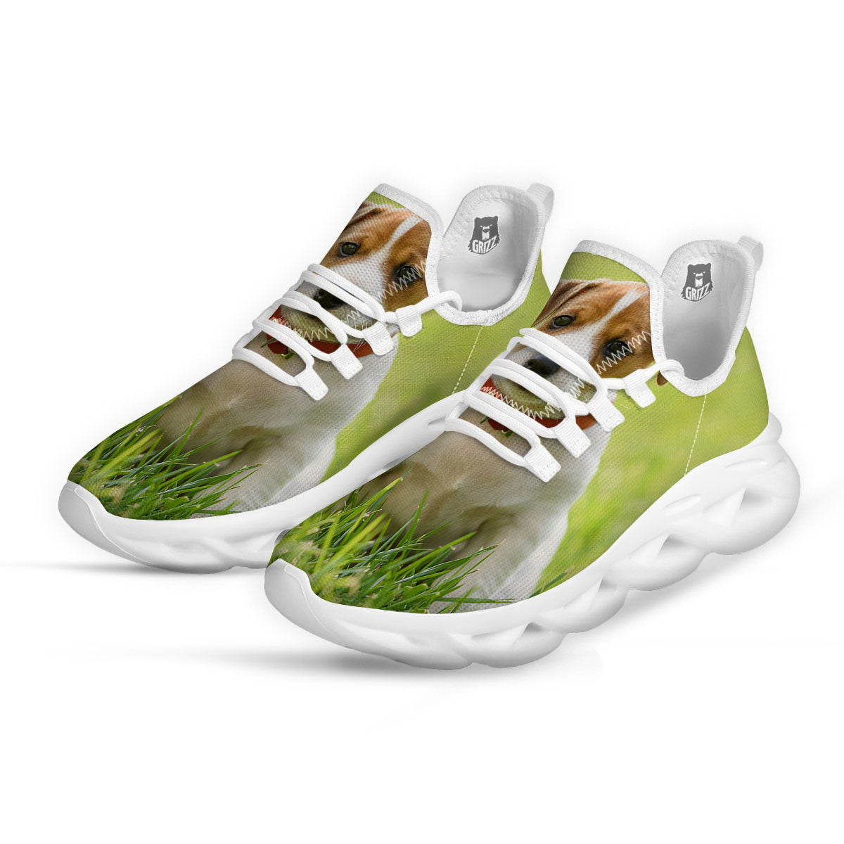 Jack Russell Terrier Little Print White Running Shoes-grizzshop