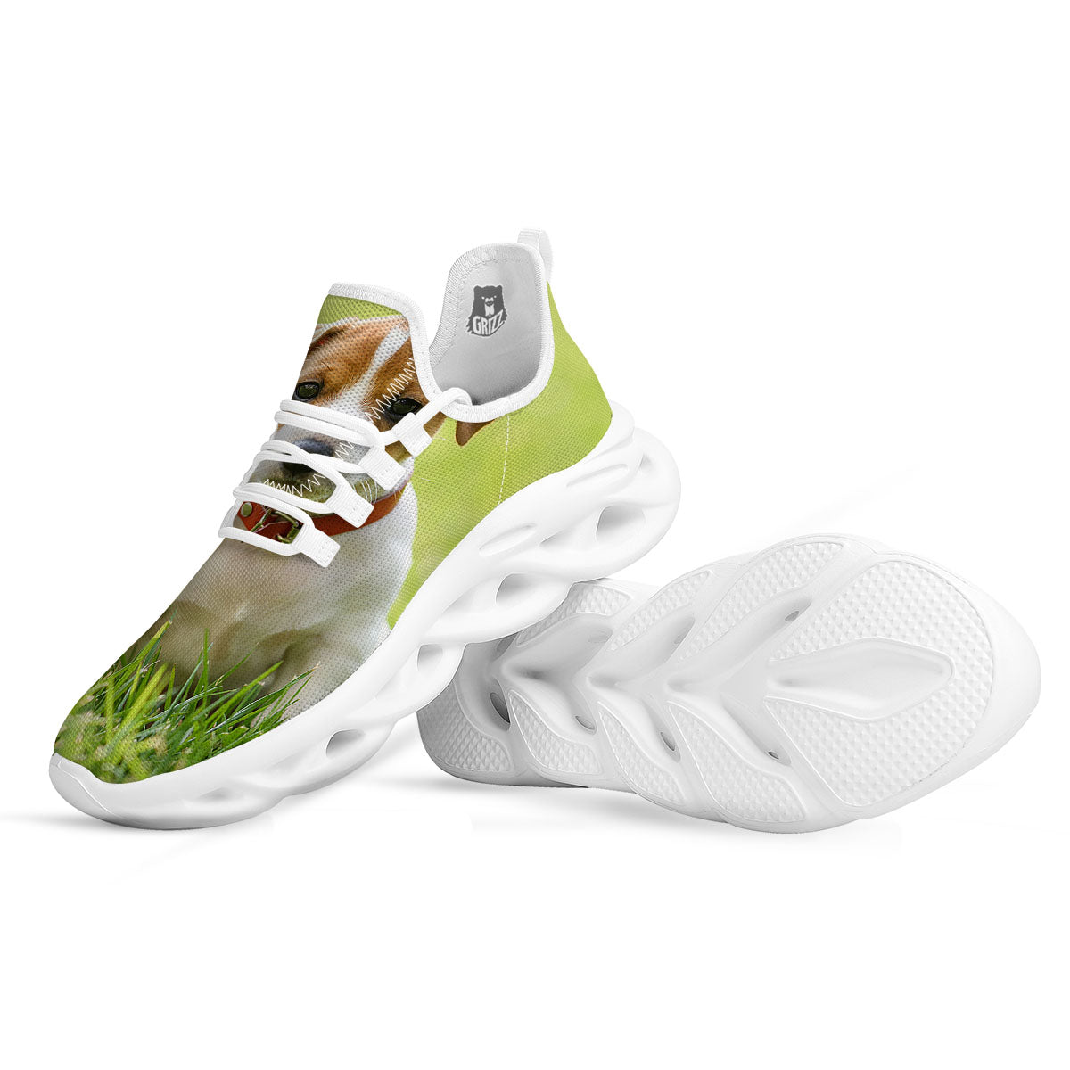 Jack Russell Terrier Little Print White Running Shoes-grizzshop