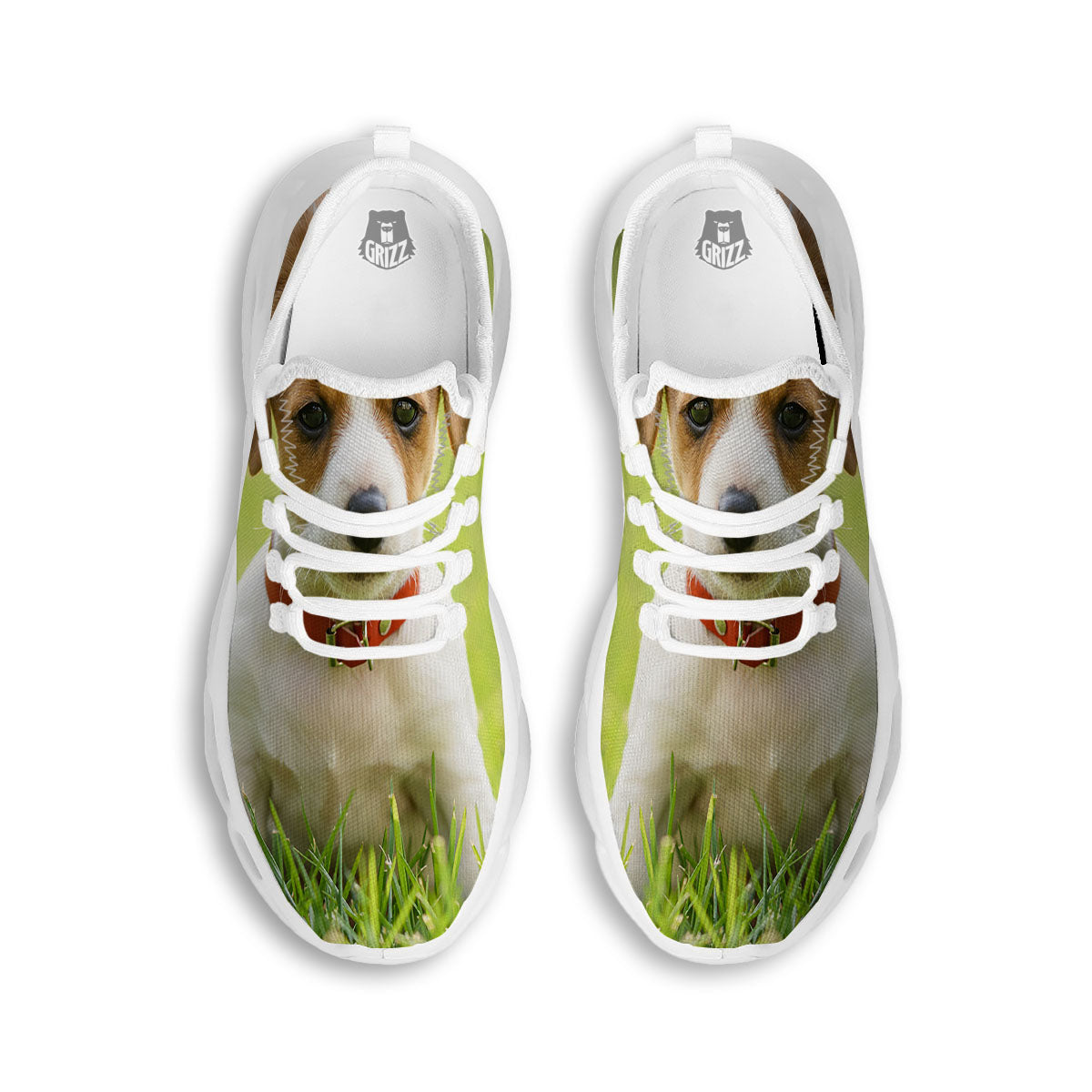 Jack Russell Terrier Little Print White Running Shoes-grizzshop