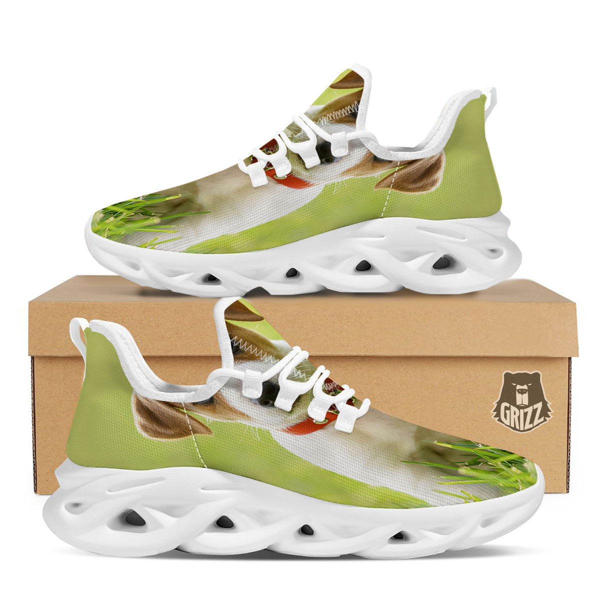 Jack Russell Terrier Little Print White Running Shoes-grizzshop