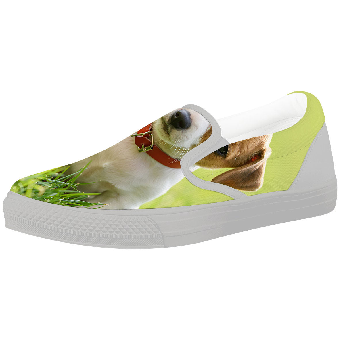 Jack Russell Terrier Little Print White Slip On Shoes-grizzshop