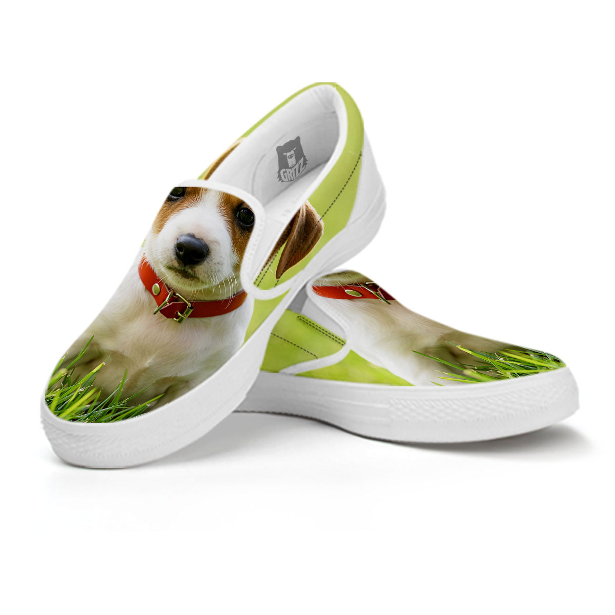 Jack Russell Terrier Little Print White Slip On Shoes-grizzshop