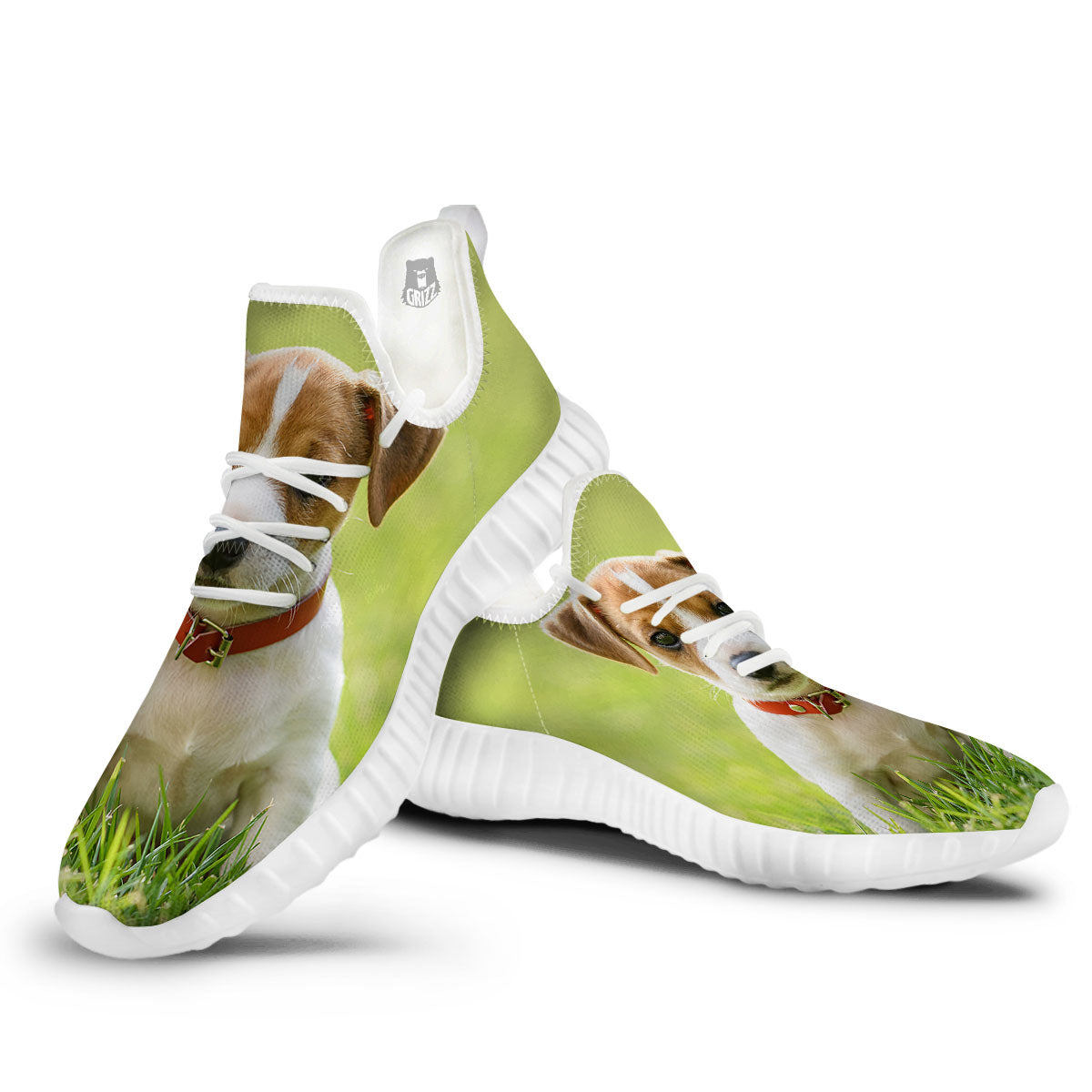 Jack Russell Terrier Little Print White Walking Shoes-grizzshop
