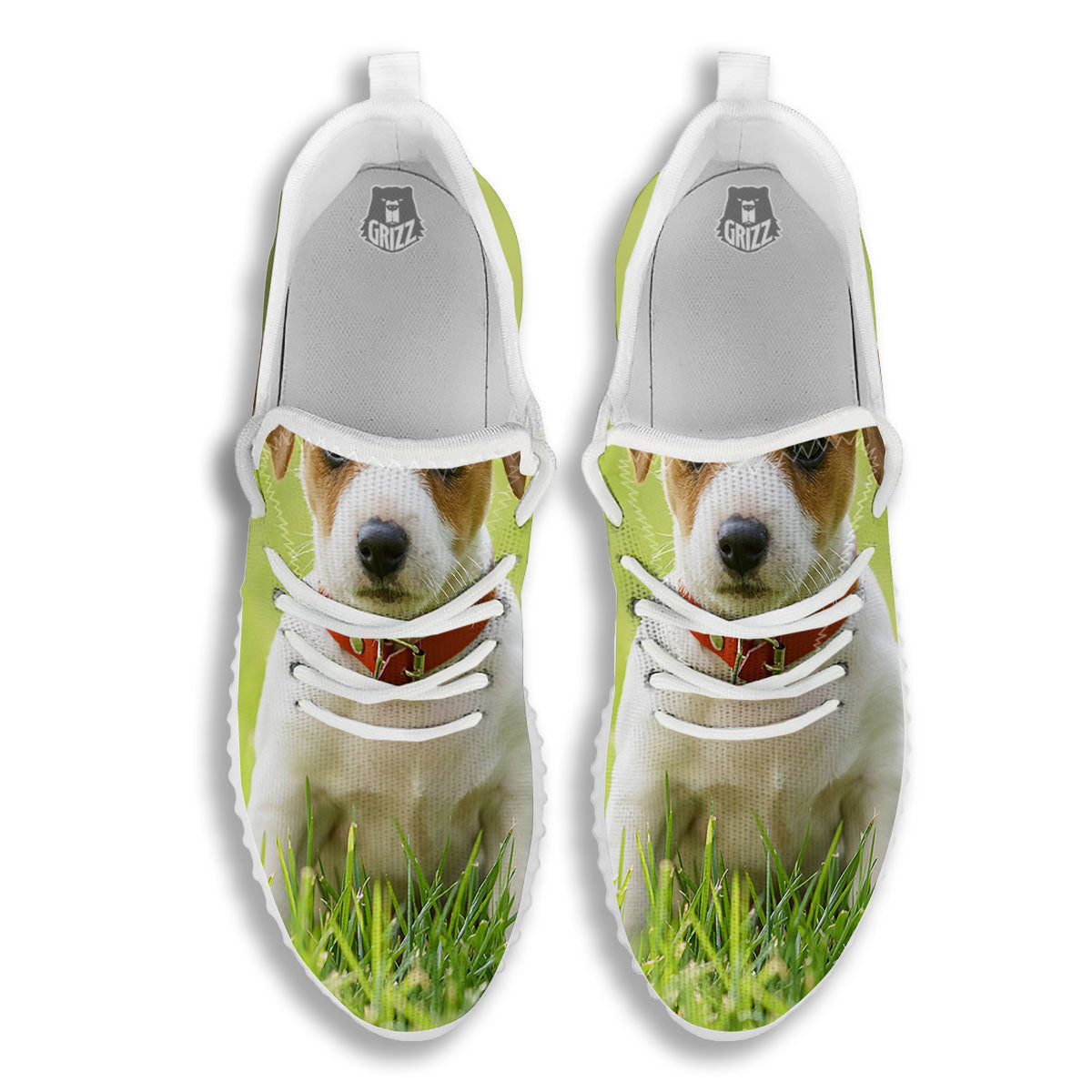 Jack Russell Terrier Little Print White Walking Shoes-grizzshop