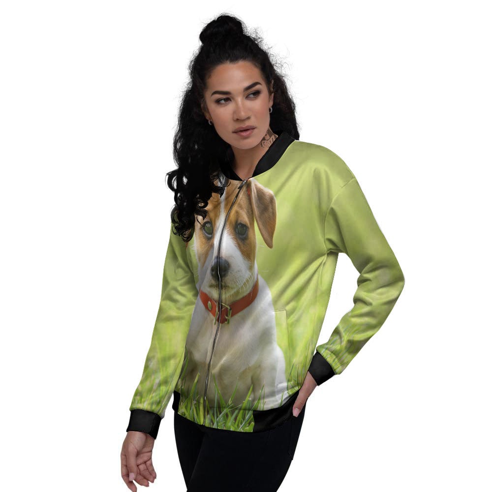 Jack Russell Terrier Little Print Women's Bomber Jacket-grizzshop