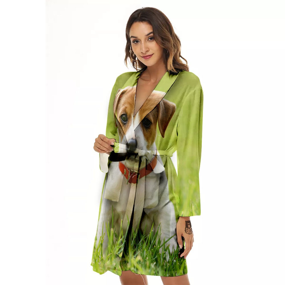 Jack Russell Terrier Little Print Women's Robe-grizzshop