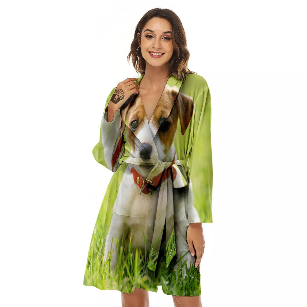 Jack Russell Terrier Little Print Women's Robe-grizzshop