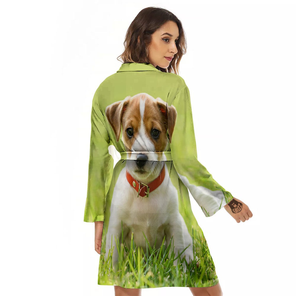 Jack Russell Terrier Little Print Women's Robe-grizzshop