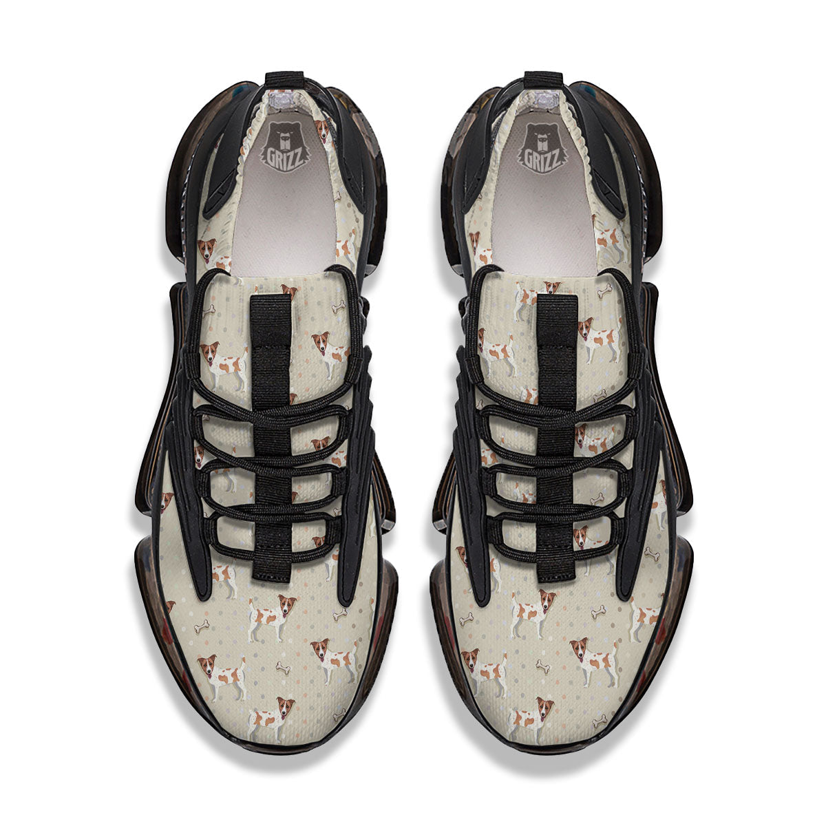 Jack Russell Terrier Polka Dot Print Pattern Black Gym Shoes-grizzshop