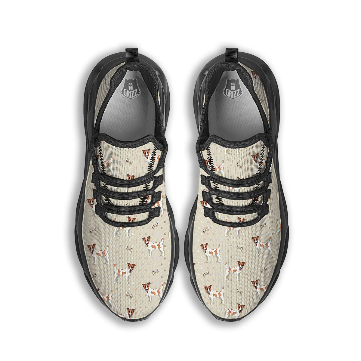 Jack Russell Terrier Polka Dot Print Pattern Black Running Shoes-grizzshop