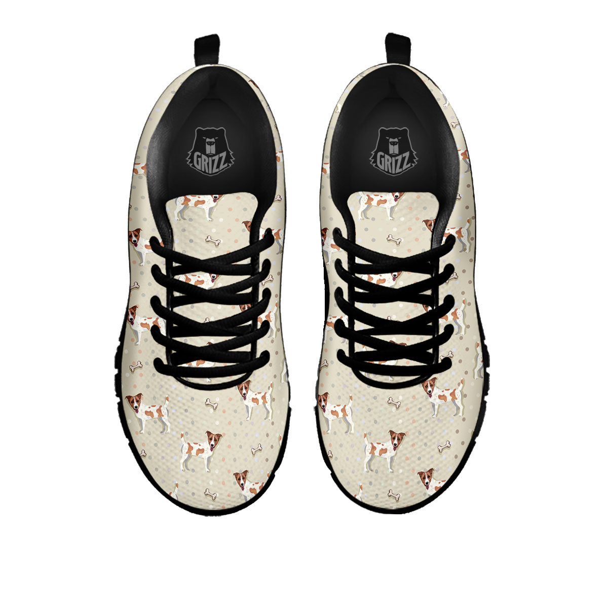 Jack Russell Terrier Polka Dot Print Pattern Black Sneaker-grizzshop