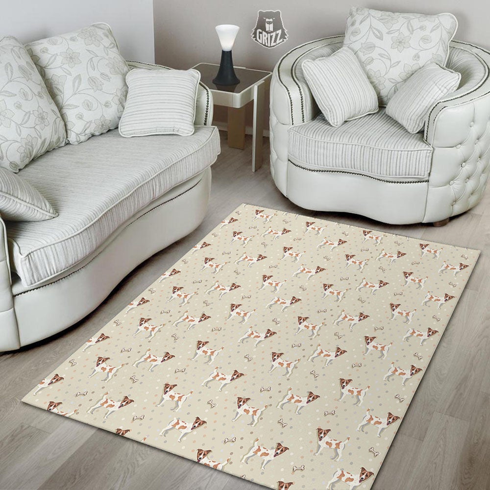 Jack Russell Terrier Polka Dot Print Pattern Floor Mat-grizzshop