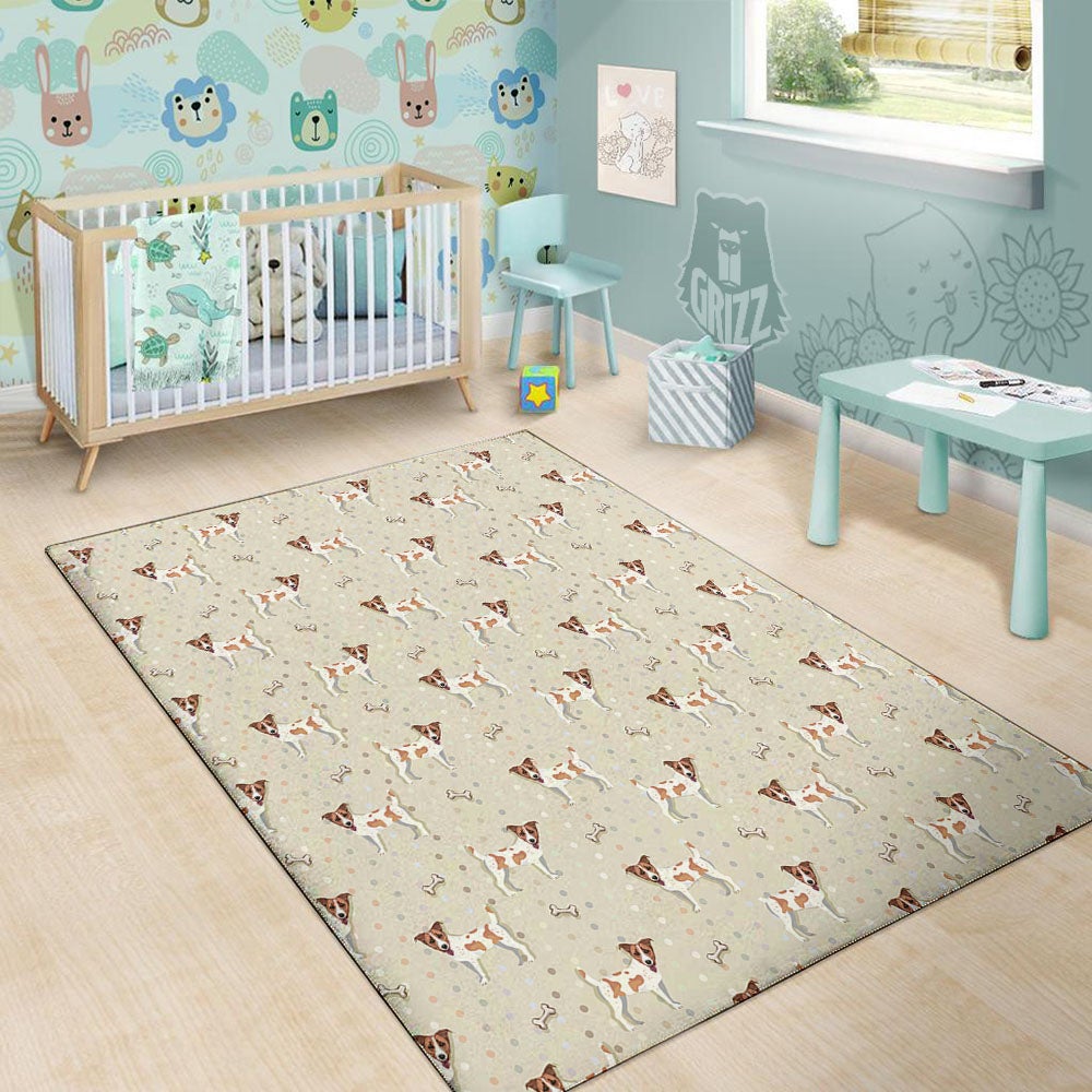 Jack Russell Terrier Polka Dot Print Pattern Floor Mat-grizzshop