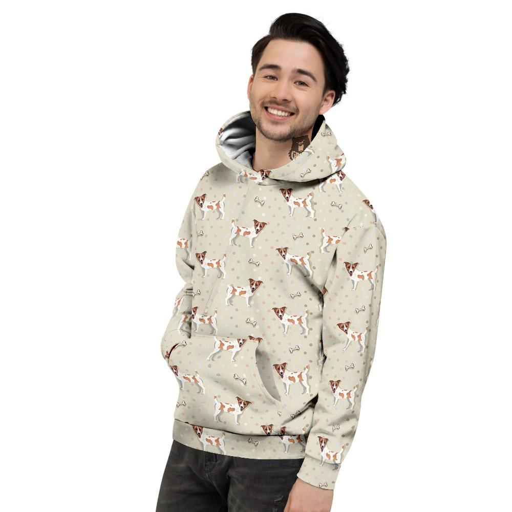Jack Russell Terrier Polka Dot Print Pattern Men's Hoodie-grizzshop