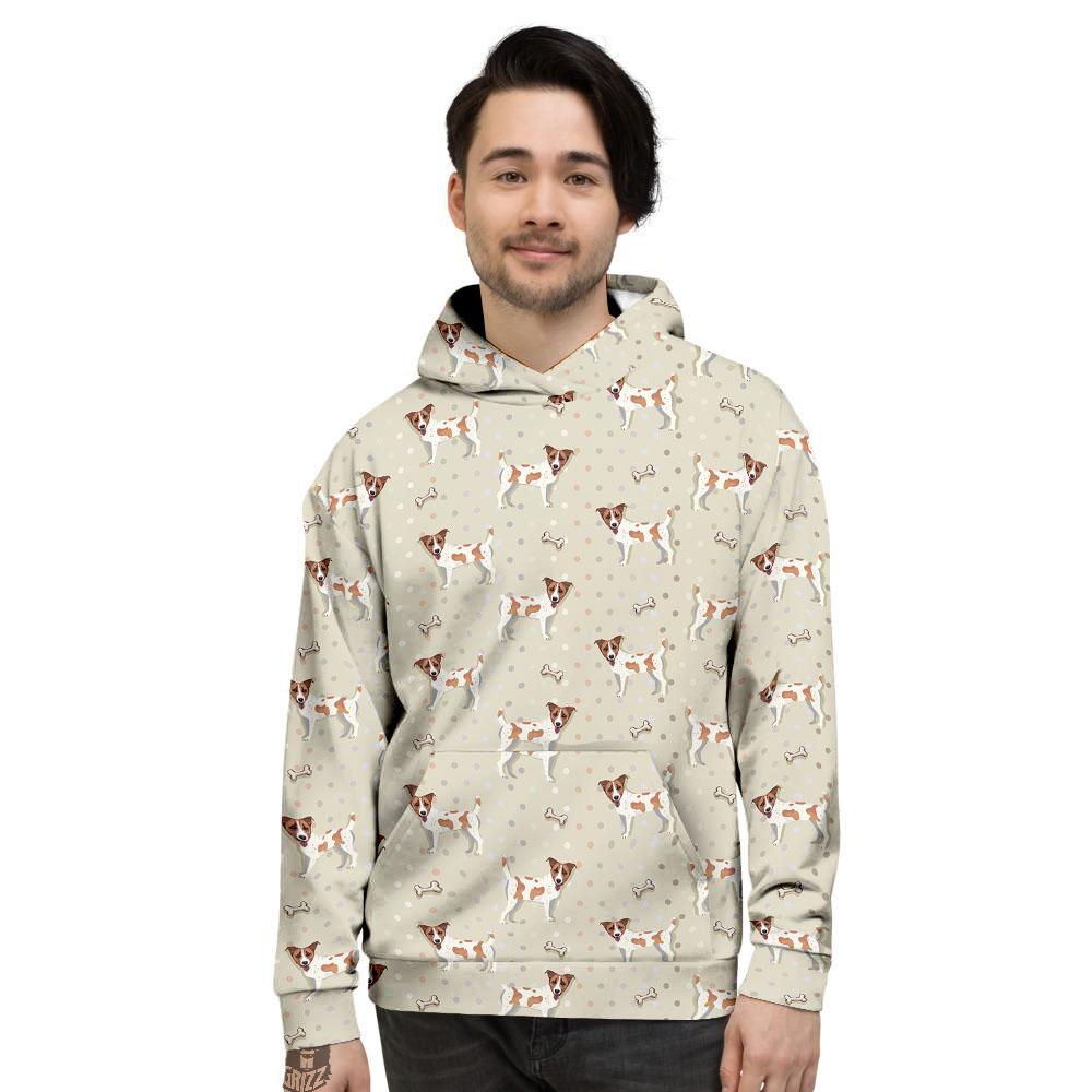 Jack Russell Terrier Polka Dot Print Pattern Men's Hoodie-grizzshop