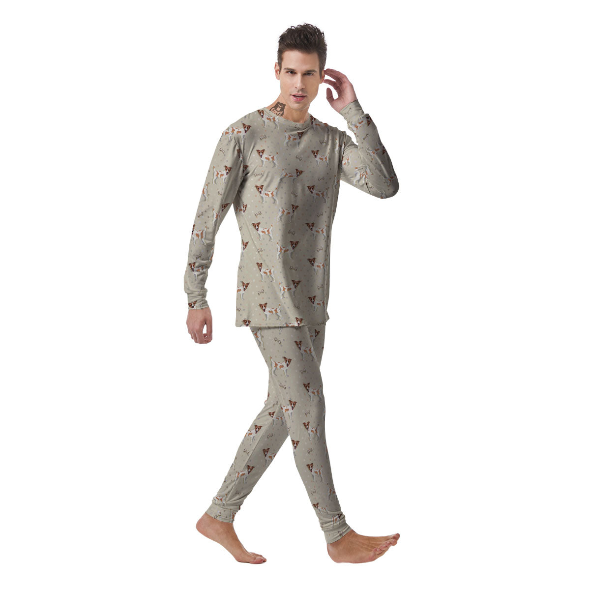 Jack Russell Terrier Polka Dot Print Pattern Men's Pajamas-grizzshop