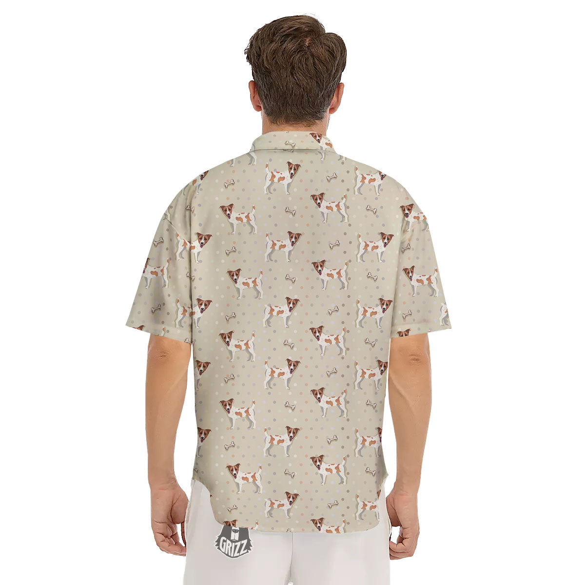 Jack Russell Terrier Polka Dot Print Pattern Men's Short Sleeve Shirts-grizzshop