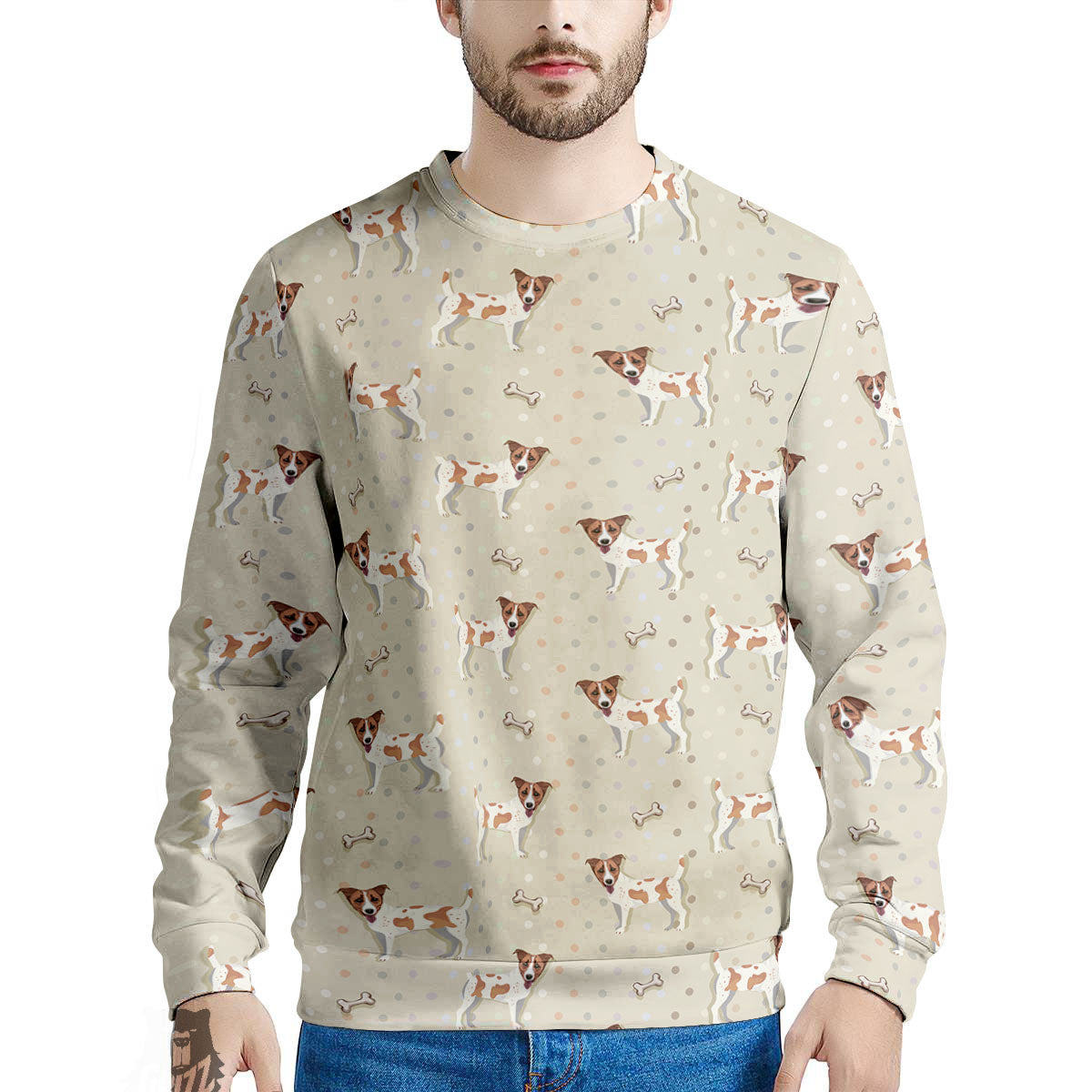 Jack Russell Terrier Polka Dot Print Pattern Men's Sweatshirt-grizzshop