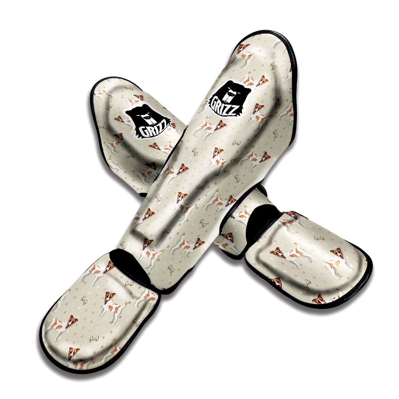 Jack Russell Terrier Polka Dot Print Pattern Muay Thai Shin Guards-grizzshop