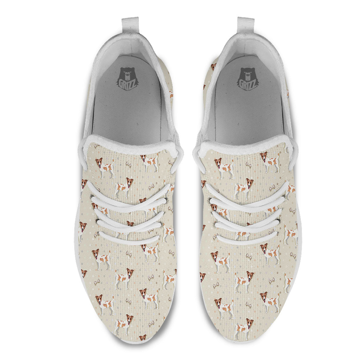 Jack Russell Terrier Polka Dot Print Pattern White Athletic Shoes-grizzshop