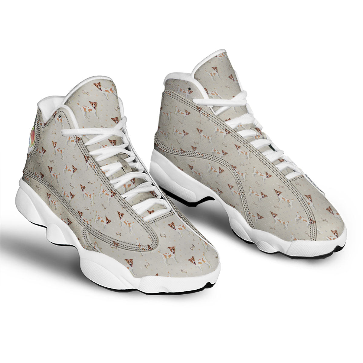Jack Russell Terrier Polka Dot Print Pattern White Basketball Shoes-grizzshop