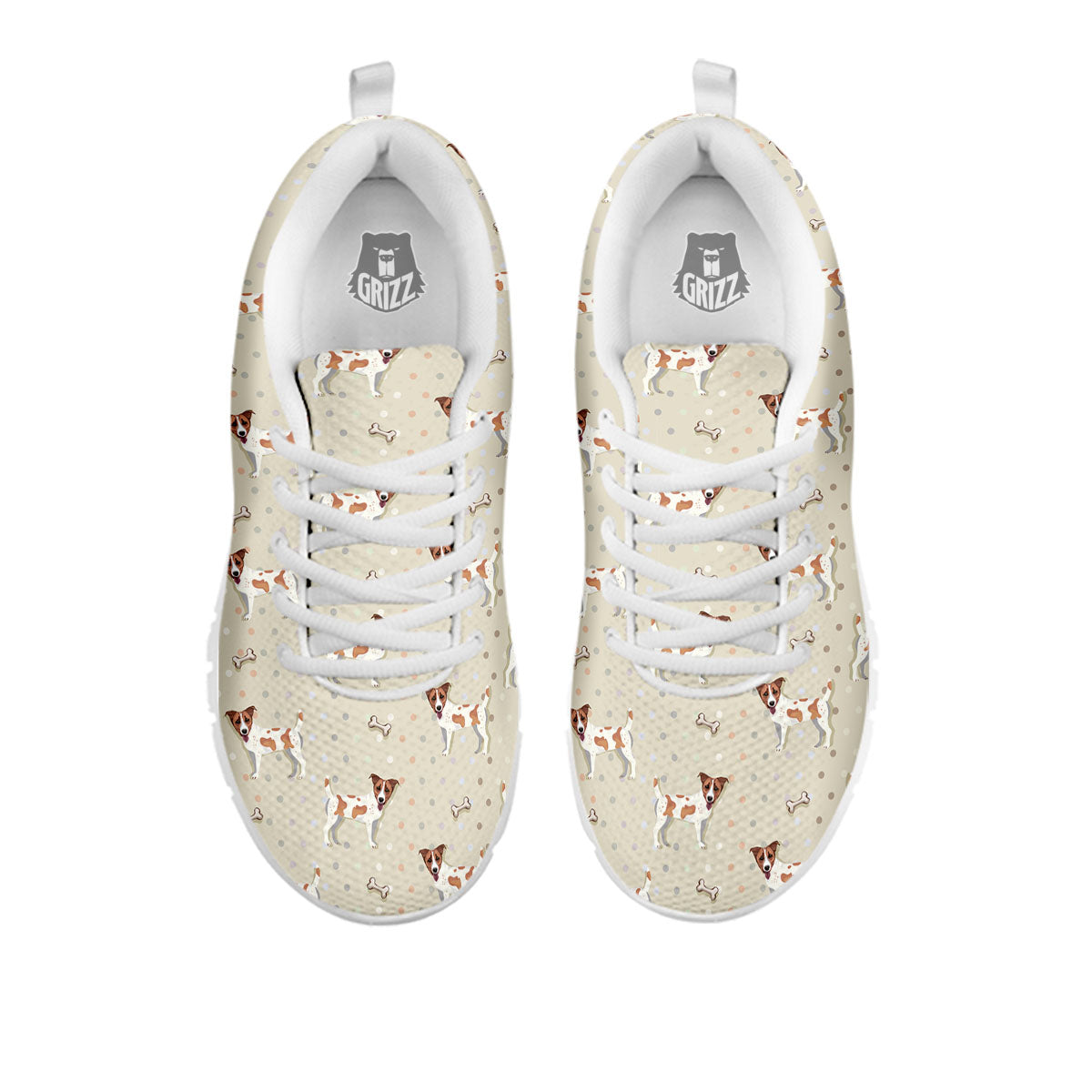 Jack Russell Terrier Polka Dot Print Pattern White Sneaker-grizzshop
