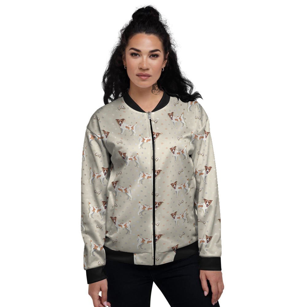 Jack Russell Terrier Polka Dot Print Pattern Women's Bomber Jacket-grizzshop