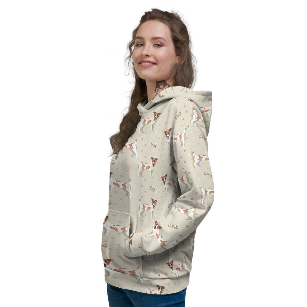 Jack Russell Terrier Polka Dot Print Pattern Women's Hoodie-grizzshop