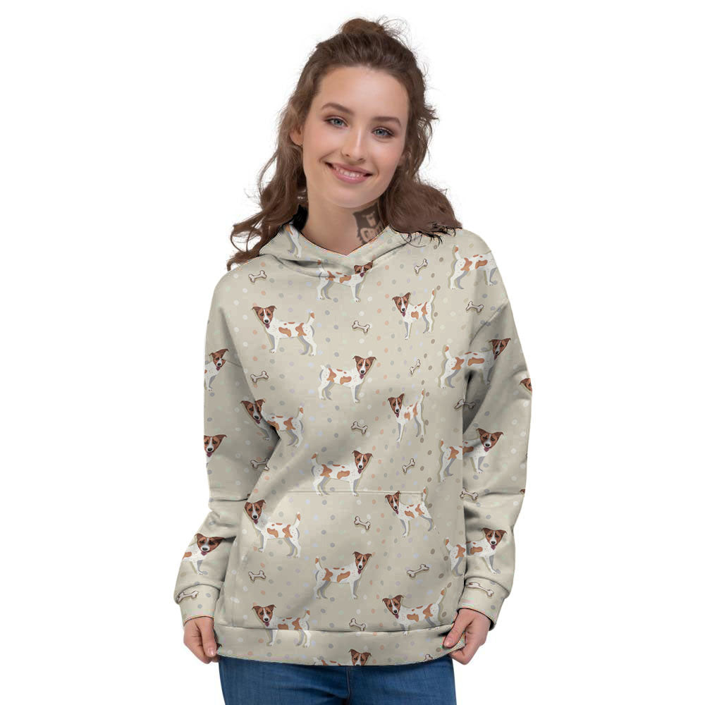 Jack Russell Terrier Polka Dot Print Pattern Women's Hoodie-grizzshop