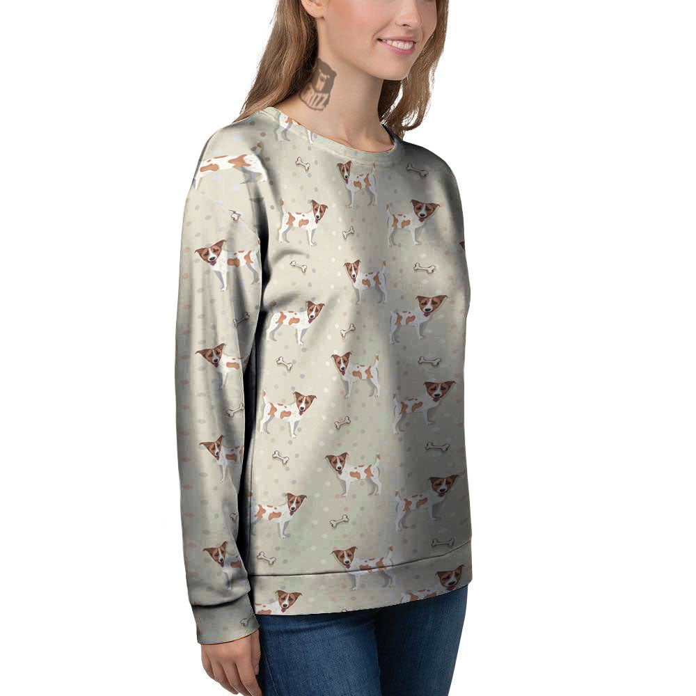 Jack Russell Terrier Polka Dot Print Pattern Women's Sweatshirt-grizzshop