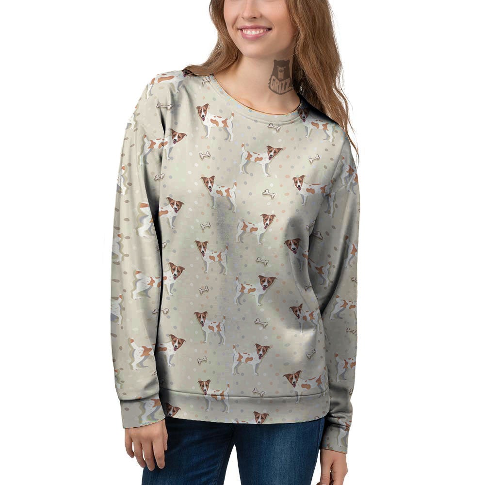 Jack Russell Terrier Polka Dot Print Pattern Women's Sweatshirt-grizzshop