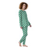 Jade Checkered Flag Print Women's Pajamas-grizzshop