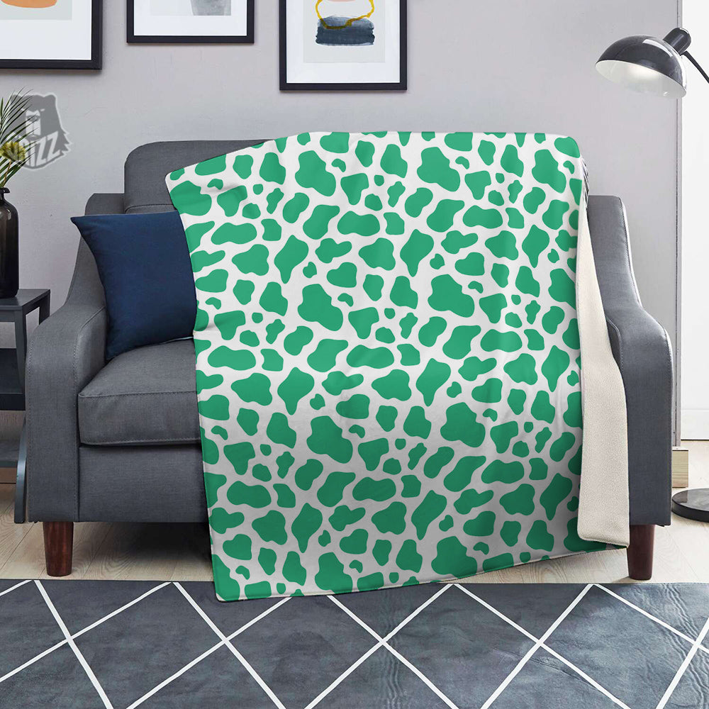 Jade Cow Print Pattern Blanket-grizzshop