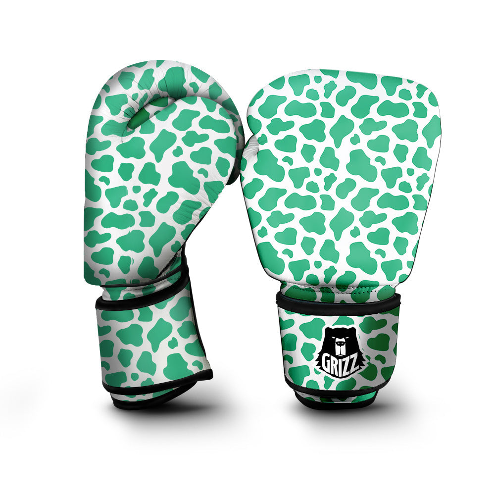 Jade Cow Print Pattern Boxing Gloves-grizzshop