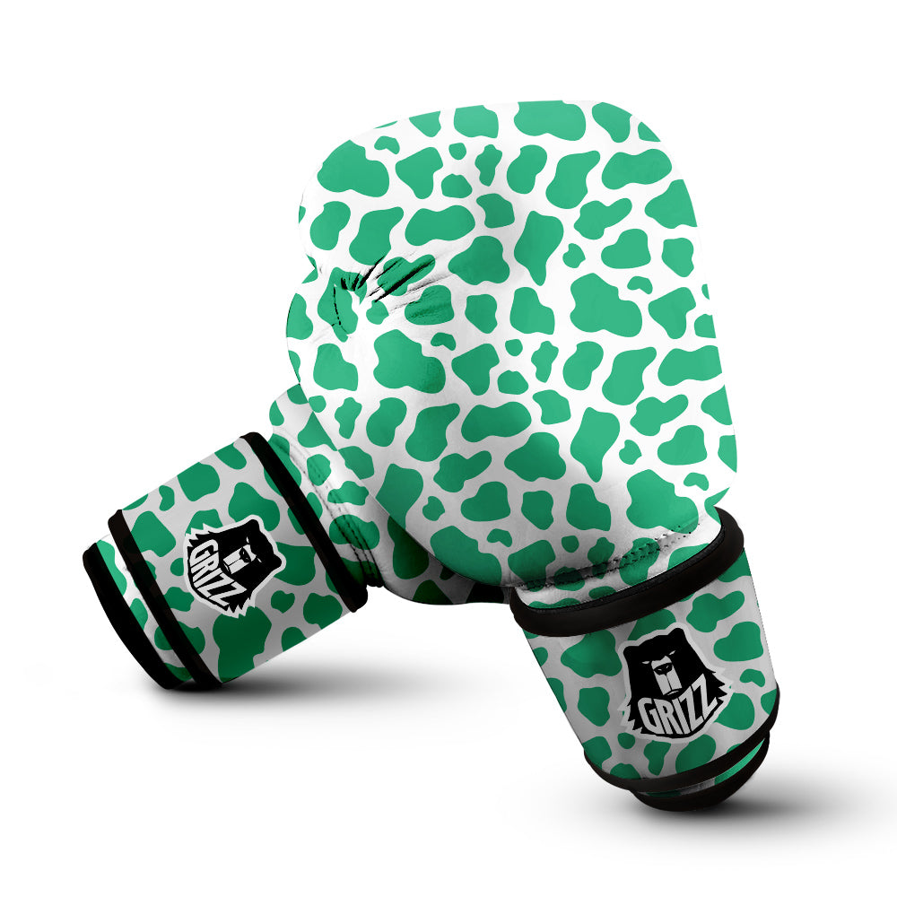 Jade Cow Print Pattern Boxing Gloves-grizzshop