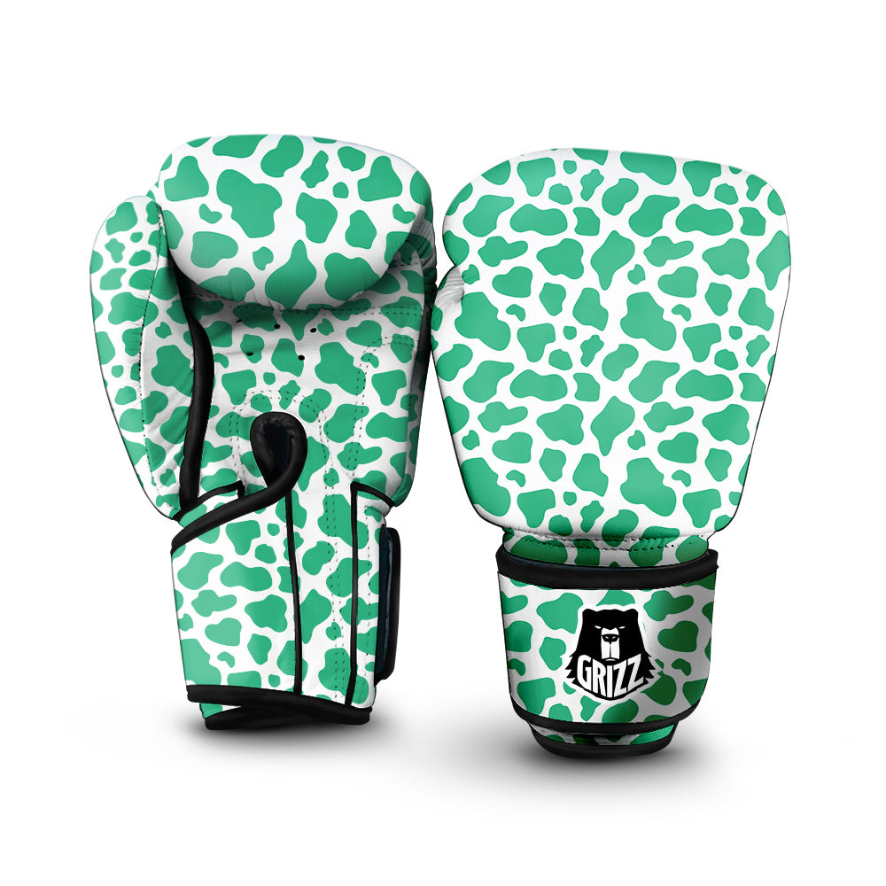 Jade Cow Print Pattern Boxing Gloves-grizzshop
