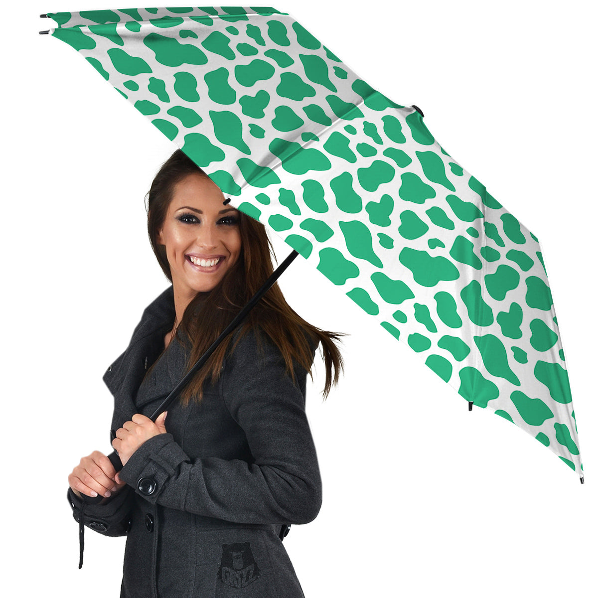 Jade Cow Print Pattern Umbrella-grizzshop