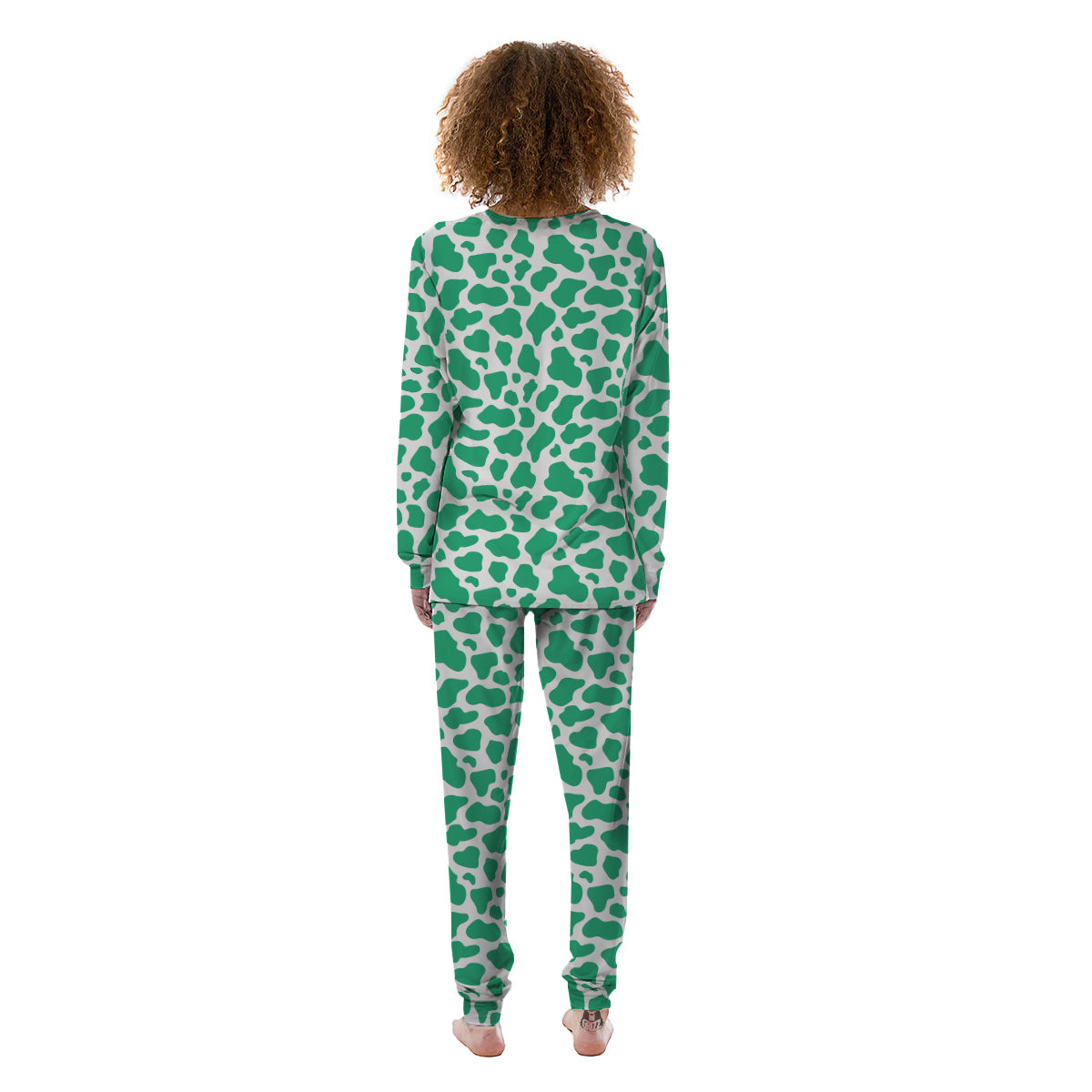 Jade Cow Print Pattern Women's Pajamas-grizzshop