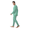 Jade Houndstooth Print Men's Pajamas-grizzshop