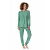 Jade Houndstooth Print Women's Pajamas-grizzshop