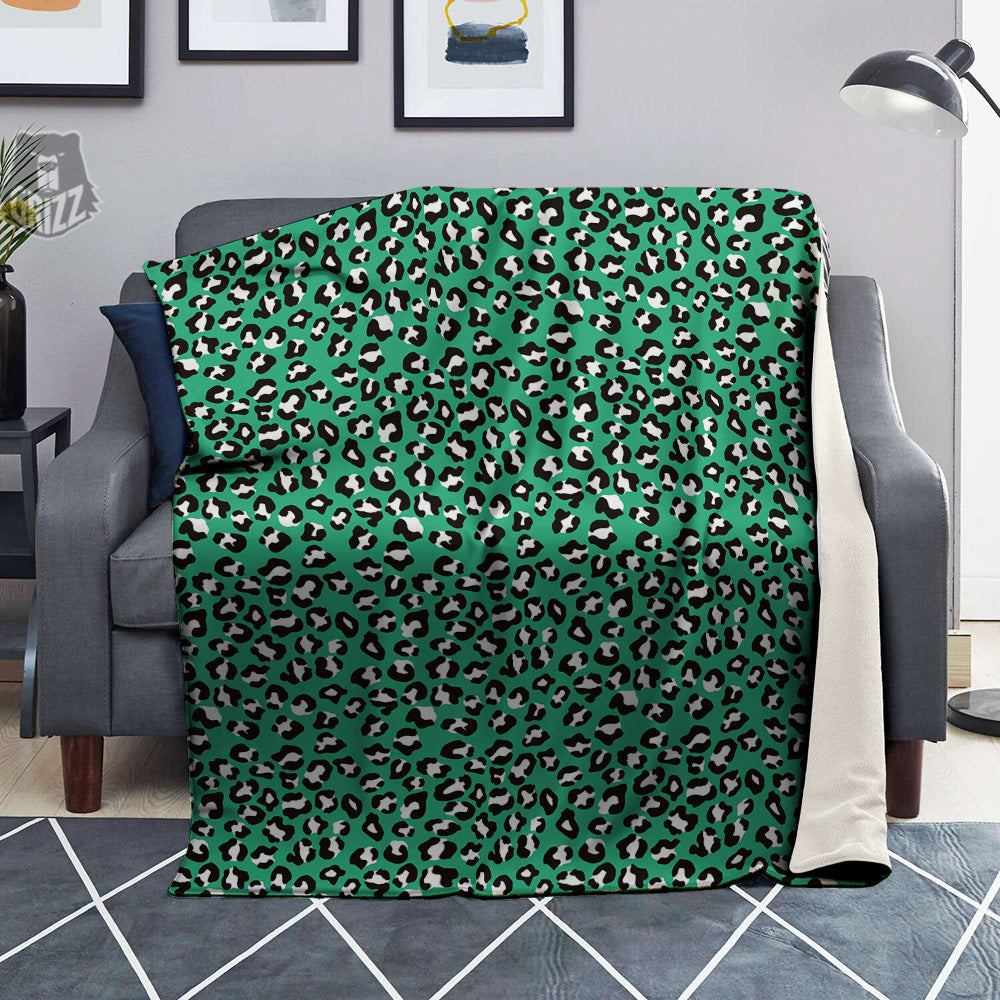 Jade Leopard Print Pattern Blanket-grizzshop