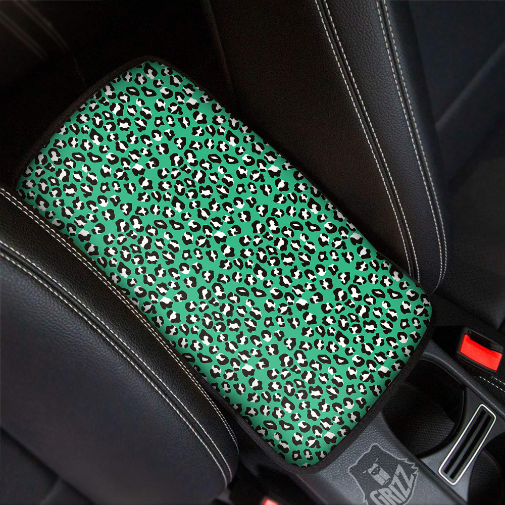 Jade Leopard Print Pattern Car Center Console Cover-grizzshop