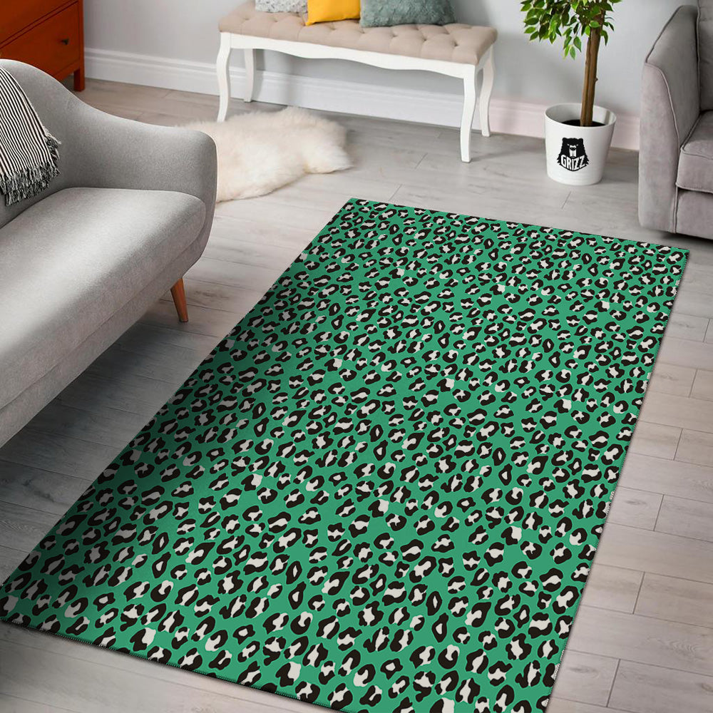 Jade Leopard Print Pattern Floor Mat-grizzshop