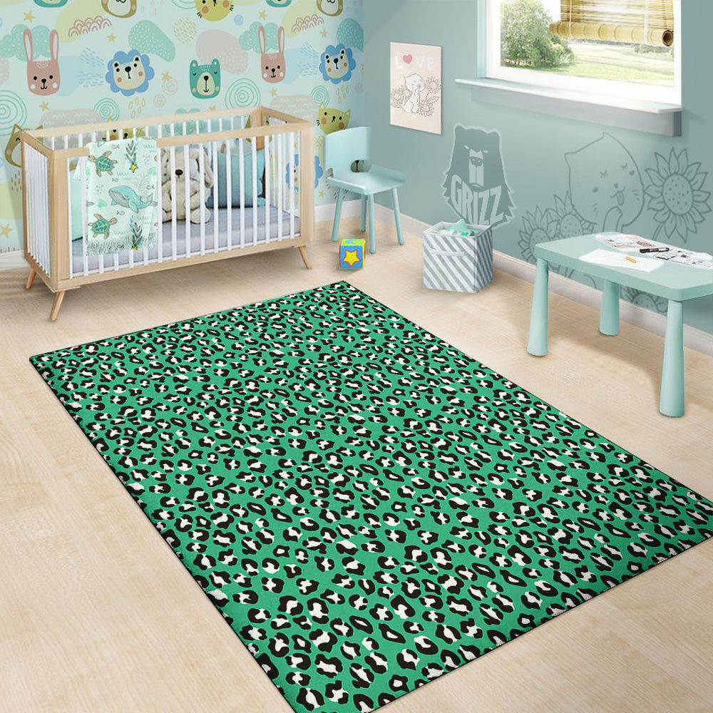 Jade Leopard Print Pattern Floor Mat-grizzshop
