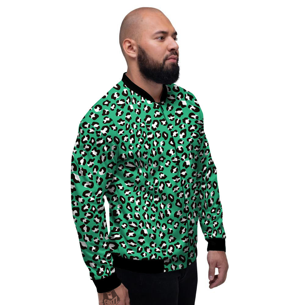 Jade Leopard Print Pattern Men's Bomber Jacket-grizzshop