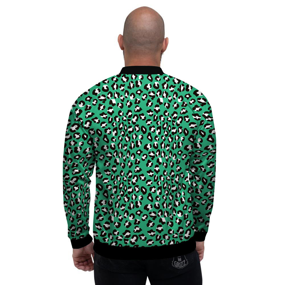 Jade Leopard Print Pattern Men's Bomber Jacket-grizzshop