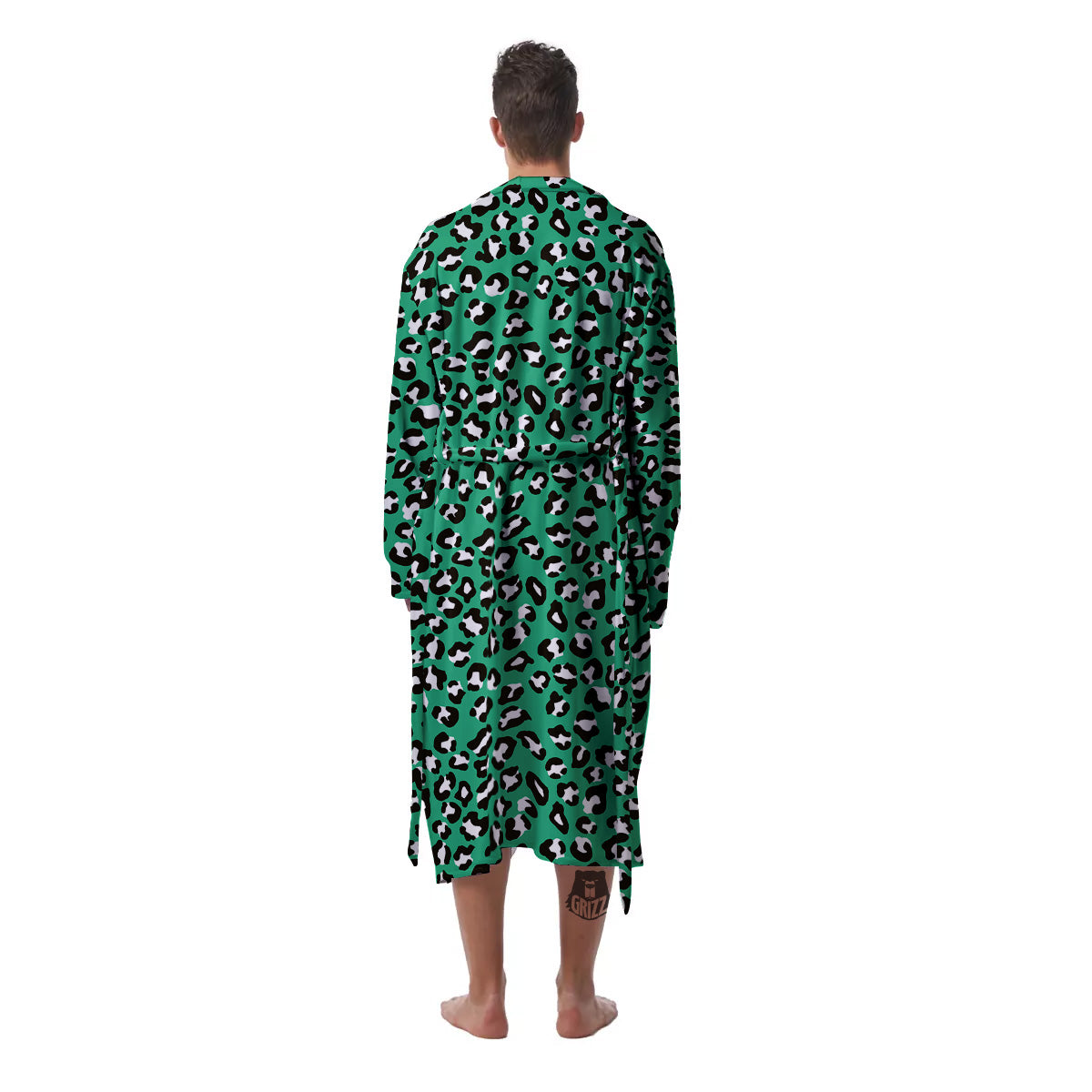 Jade Leopard Print Pattern Men's Robe-grizzshop