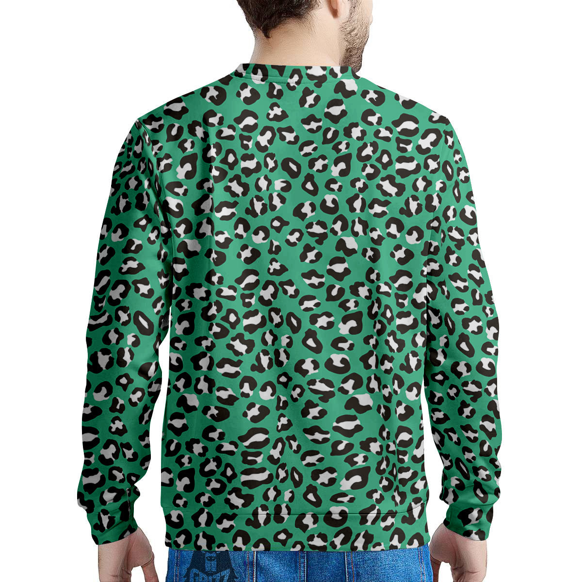 Jade Leopard Print Pattern Men's Sweatshirt-grizzshop