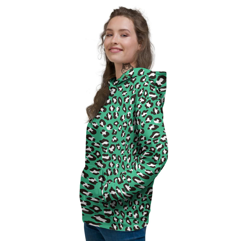 Jade Leopard Print Pattern Women's Hoodie-grizzshop
