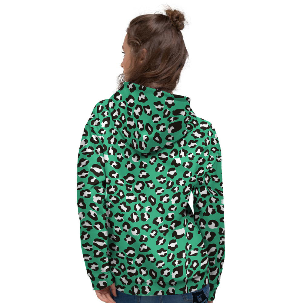 Jade Leopard Print Pattern Women's Hoodie-grizzshop